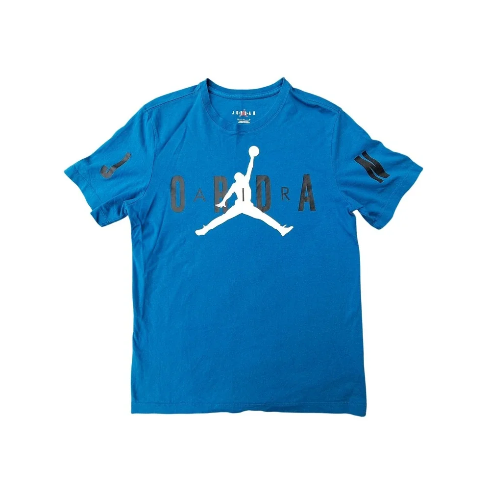 Jordan Mens‎ Blue Jumpman Graphic T-Shirt Size Medium Short Sleeve Cotton